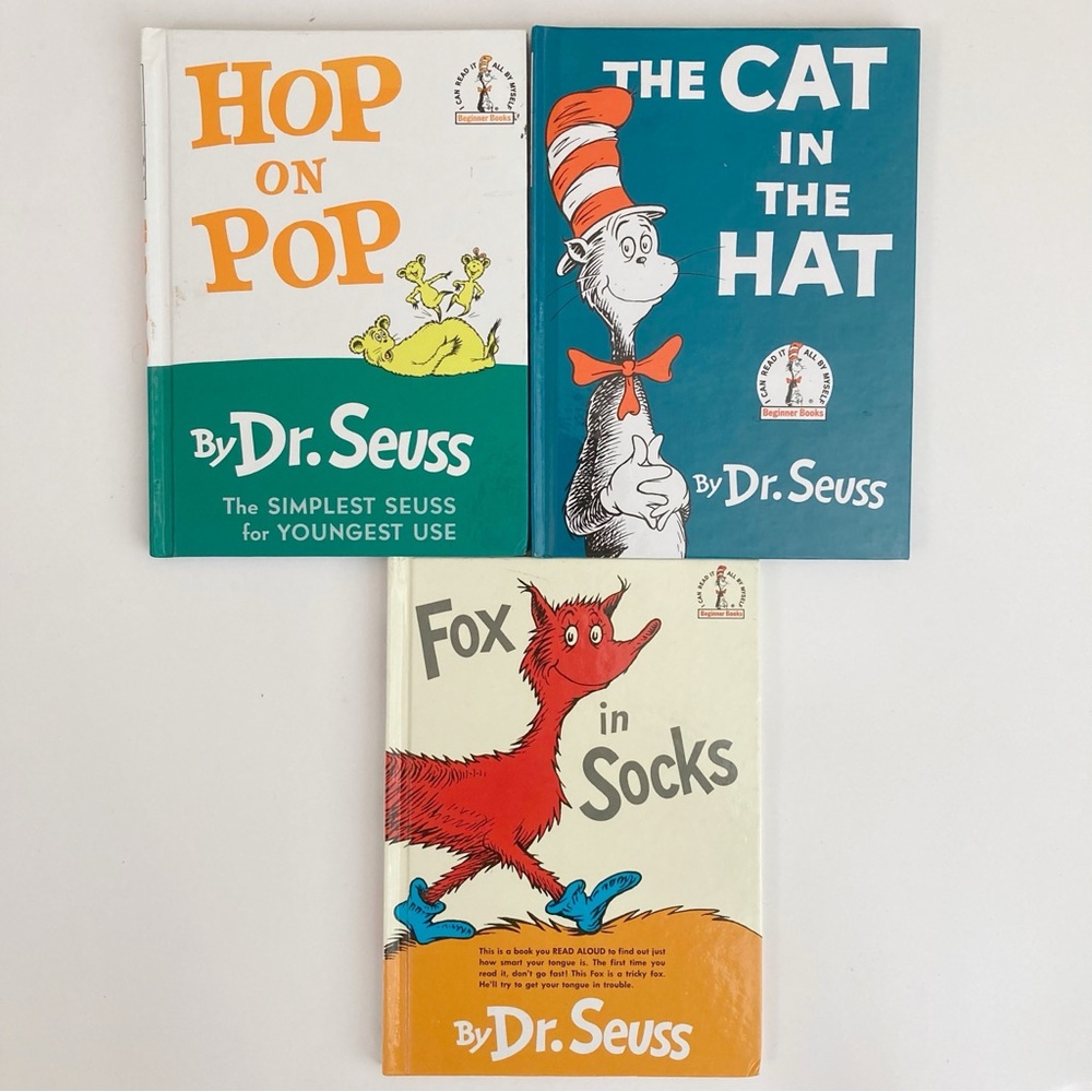 Dr Seuss Cat in the Hat Hop on Pop Fox in Socks Hardback Book Lot